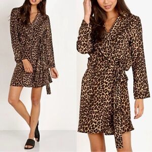 Faithful The Brand Leopard Print Long Sleeve Dress Primitive Print Size 4